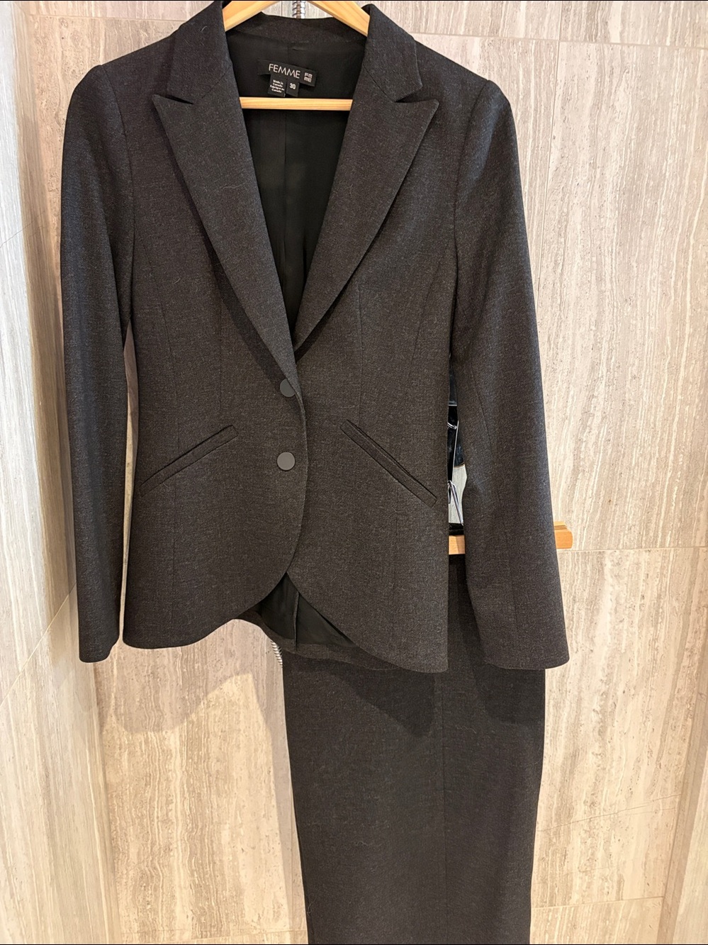 Femme Charcoal Tailored Women's Blazer & Skirt Set